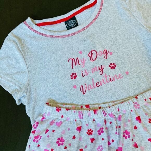 Laura Ashley Dog Valentine Sleep Shorts PJs Set M - Picture 1 of 3